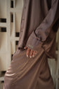 Silk suit in a deep taupe color