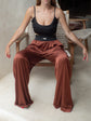 Silk trousers in a rich mahogany hue