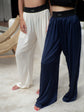 Silk trousers in deep indigo