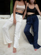 Silk trousers in deep indigo